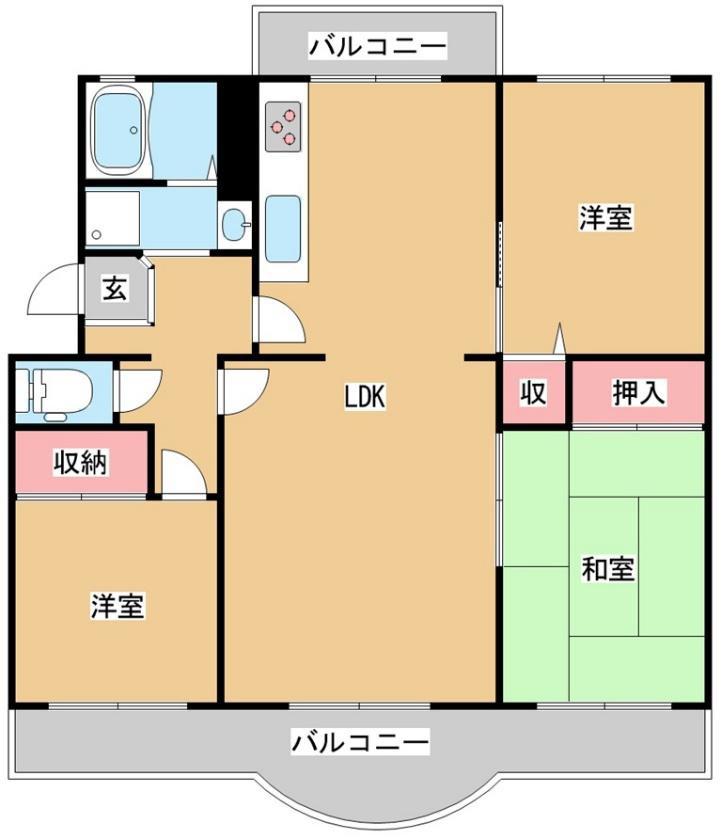 名谷27団地111号棟(3LDK/5階)の間取り写真