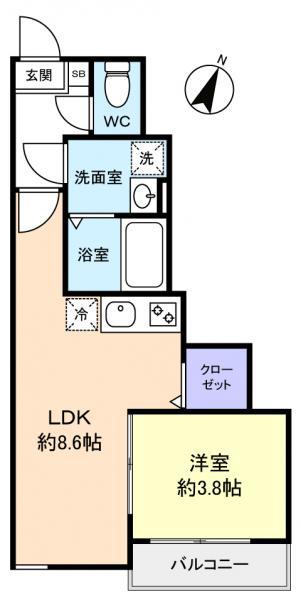 ウィンメゾン薬園台(1LDK/1階)の間取り写真