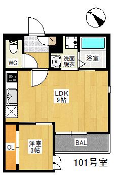 GRANDTIC MICOS(1LDK/1階)の間取り写真