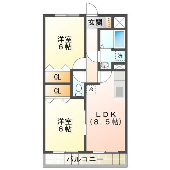 ルーブル後藤(2LDK/2階)の間取り写真