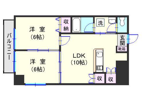 リードインアイエスヒラノ(2LDK/7階)の間取り写真