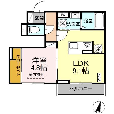 ブランポルテ(1LDK/1階)の間取り写真