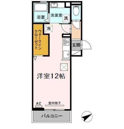 リバーサイドメゾン(ワンルーム/1階)の間取り写真
