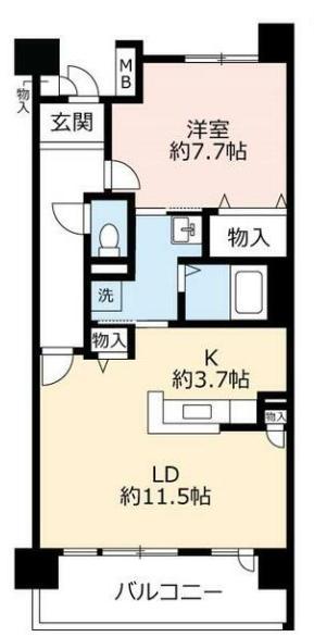 UR KOBE・岡本 4号棟(1LDK/9階)の間取り写真
