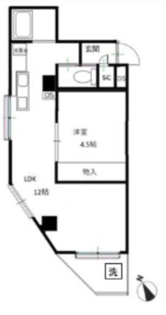 ニュー荻窪マンション(1LDK/7階)の間取り写真