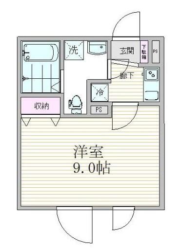 エスジーコート王子駅前(1K/1階)の間取り写真
