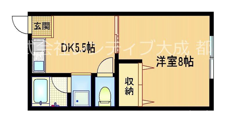 ラピス桜ノ宮(1DK/2階)の間取り写真