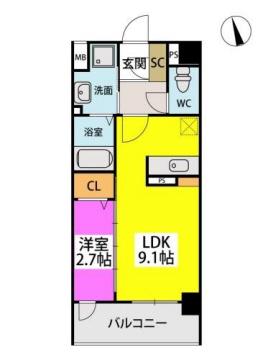 グラン ソレイユ井尻駅前(1LDK/5階)の間取り写真
