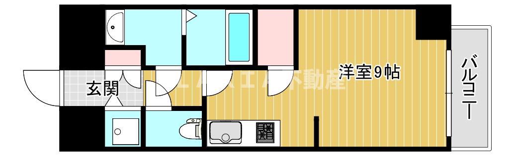 ドゥーエ南堀江(ワンルーム/9階)の間取り写真