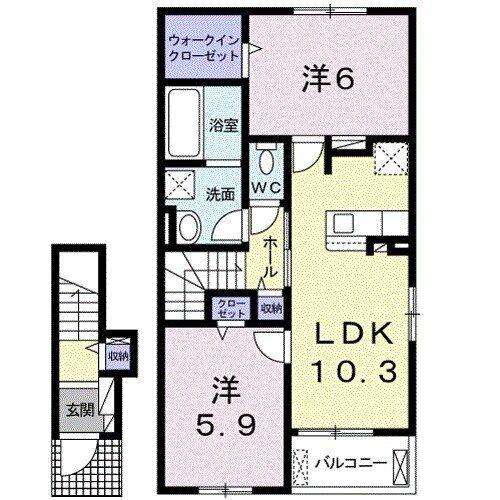 アロース(2LDK/2階)の間取り写真