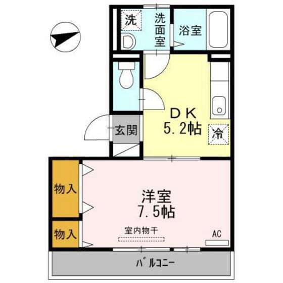 ボナールKIII(1DK/3階)の間取り写真