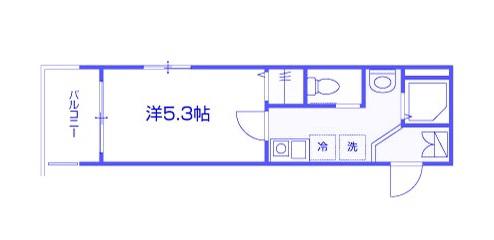 MELLAS武蔵浦和(1K/3階)の間取り写真