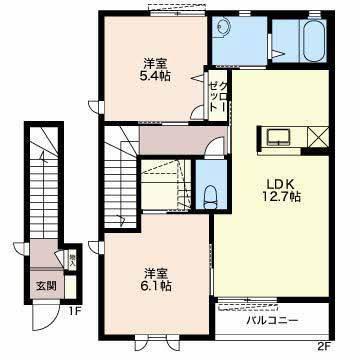 パインツリー9(2LDK/2階)の間取り写真
