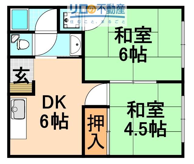 瑞ヶ池久保ハイツ(2DK/2階)の間取り写真