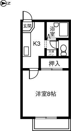 イースト COURT SHIPPO(1K/1階)の間取り写真