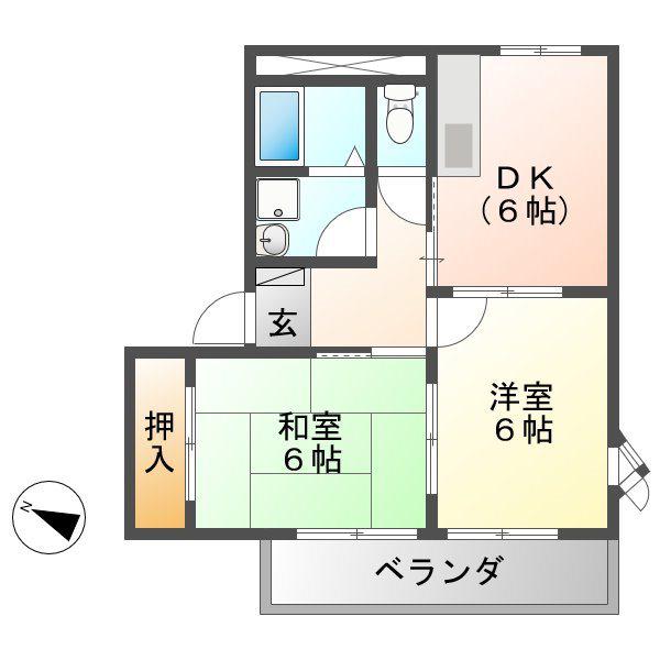 カーサフェリスII(2DK/1階)の間取り写真