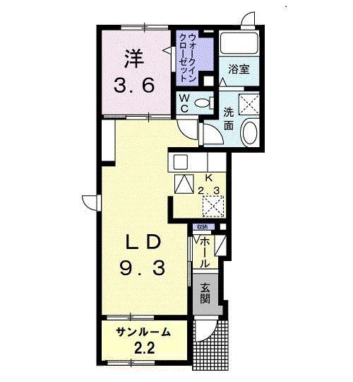 リヴァープレッソ(1LDK/1階)の間取り写真