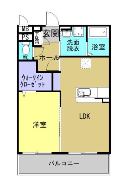 エムズフェルト大在北(1LDK/3階)の間取り写真
