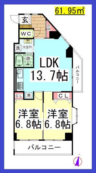TD アバンサール湘南(2LDK/4階)の間取り写真