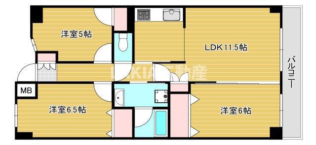 コスモあべの坂ガーデンズ(3LDK/1階)の間取り写真