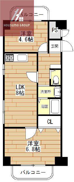 サンポートハイム舎利寺(2LDK/6階)の間取り写真