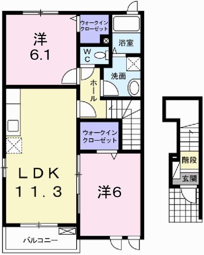 ピクシーズタウンI(2LDK/2階)の間取り写真