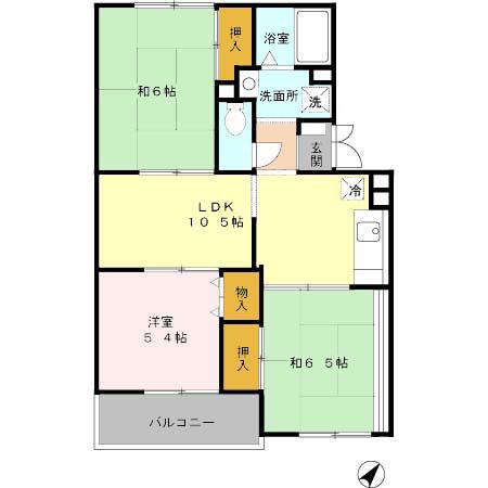 カーサ阪和(3LDK/1階)の間取り写真