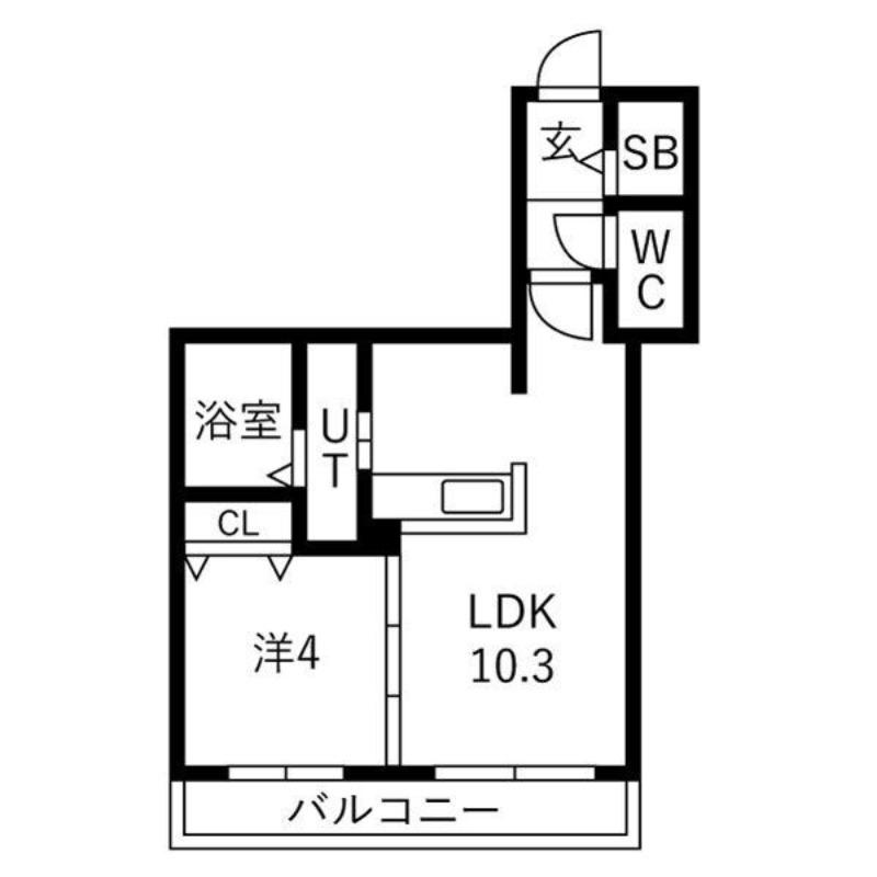 宮の森2-2MS(1LDK/4階)の間取り写真