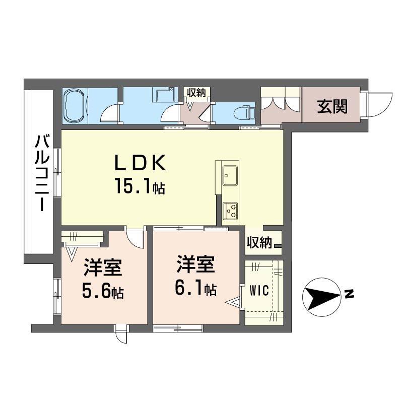 アストロフィラ(2LDK/2階)の間取り写真