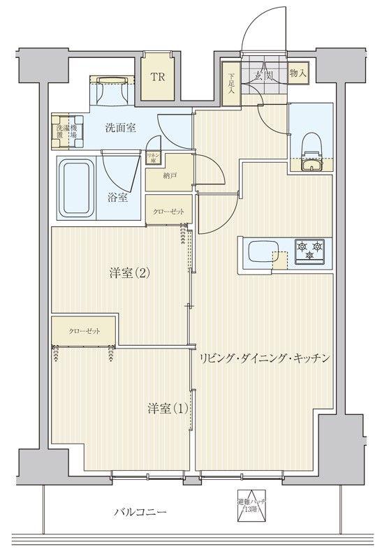 リビオメゾン南砂町(2LDK/13階)の間取り写真