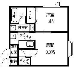 サンタフェ(1LDK/1階)の間取り写真