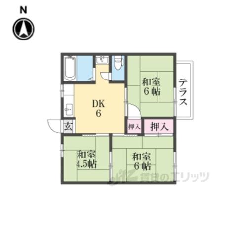 ファミールコーポ高屋6(3DK/1階)の間取り写真