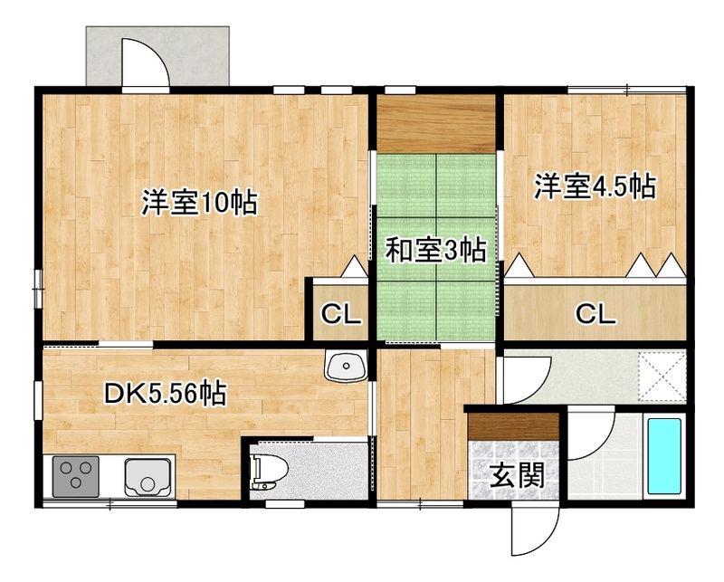 ちとせ荘(3DK/1階)の間取り写真