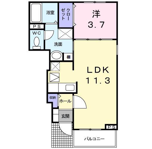 メゾン・アルカンシエル(1LDK/1階)の間取り写真