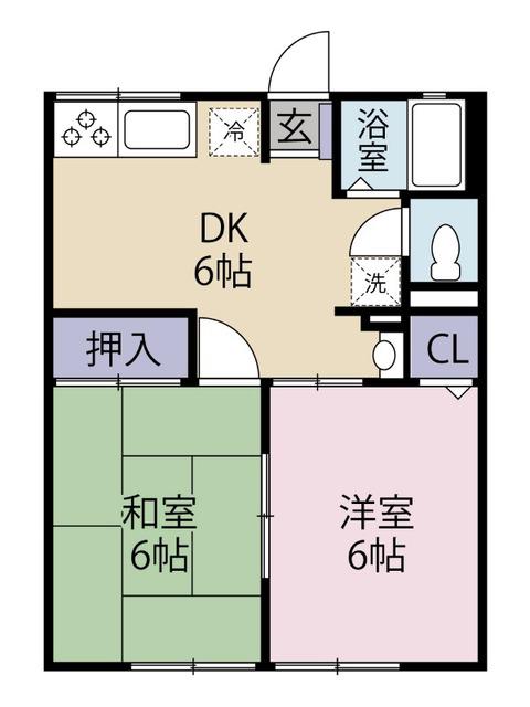 シティハイム四季(2DK/2階)の間取り写真