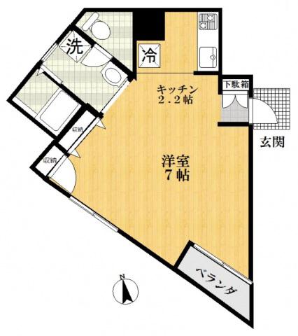 アイフィールドマンション(1K/4階)の間取り写真