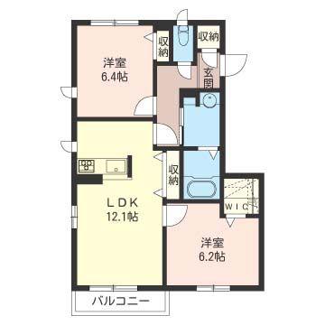 エクセレント B棟(2LDK/2階)の間取り写真