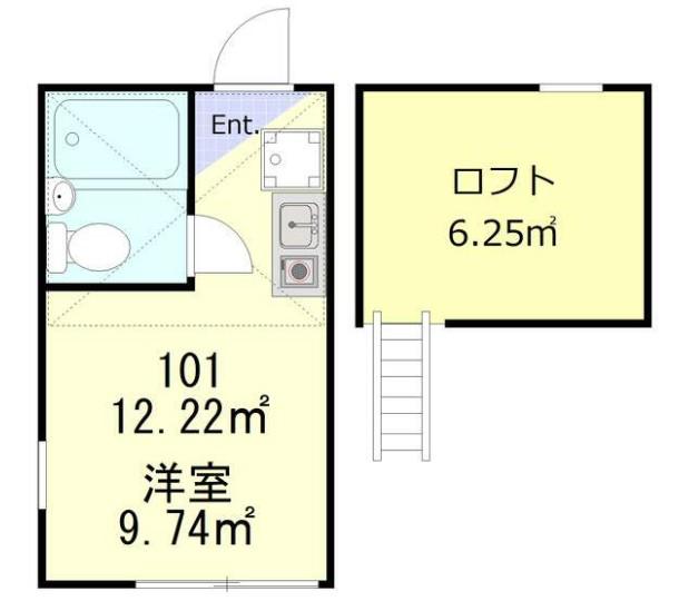 クレール上野(ワンルーム/1階)の間取り写真