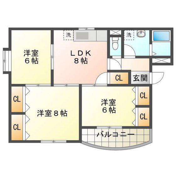 ハイデンス菰野(3LDK/1階)の間取り写真