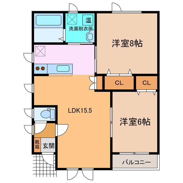 ラディーチェ(2LDK/1階)の間取り写真