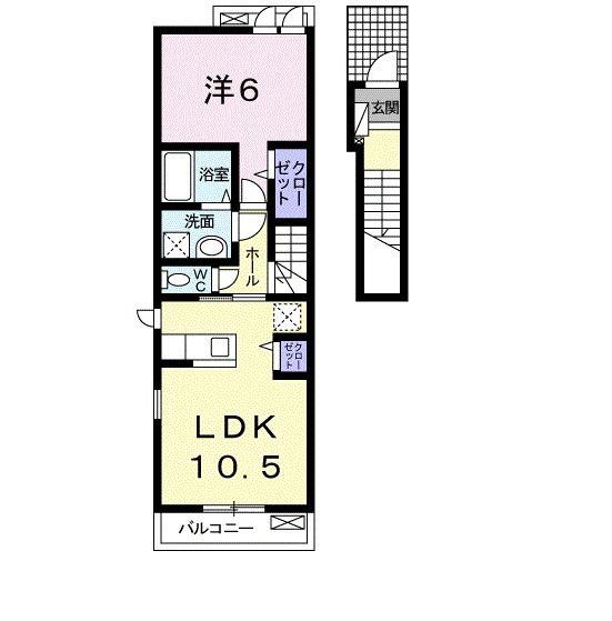 エスペランス 桜(1LDK/2階)の間取り写真