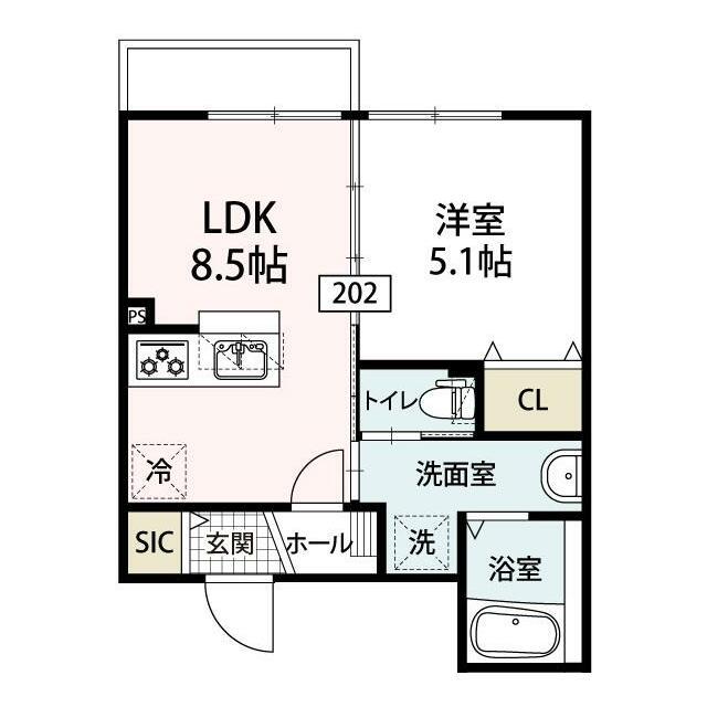 LIFE松風町(1LDK/2階)の間取り写真