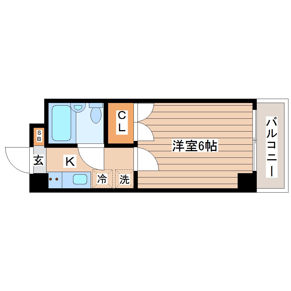 エスパシオ立町(1K/2階)の間取り写真