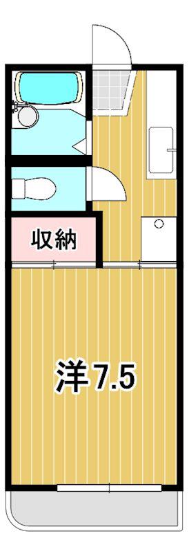 レジデンス田名部(1K/2階)の間取り写真