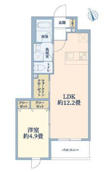 ウェルスクエア万代東(1LDK/1階)の間取り写真