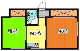 レジデンス山王(2K/1階)の間取り写真