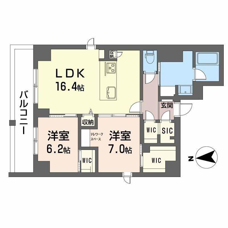 プリマドーレ昭和町(2LDK/5階)の間取り写真