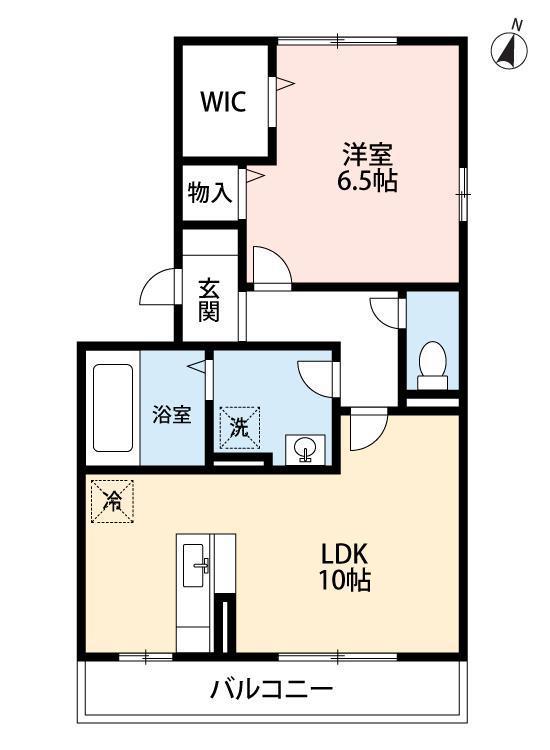 LUNA B(1LDK/2階)の間取り写真