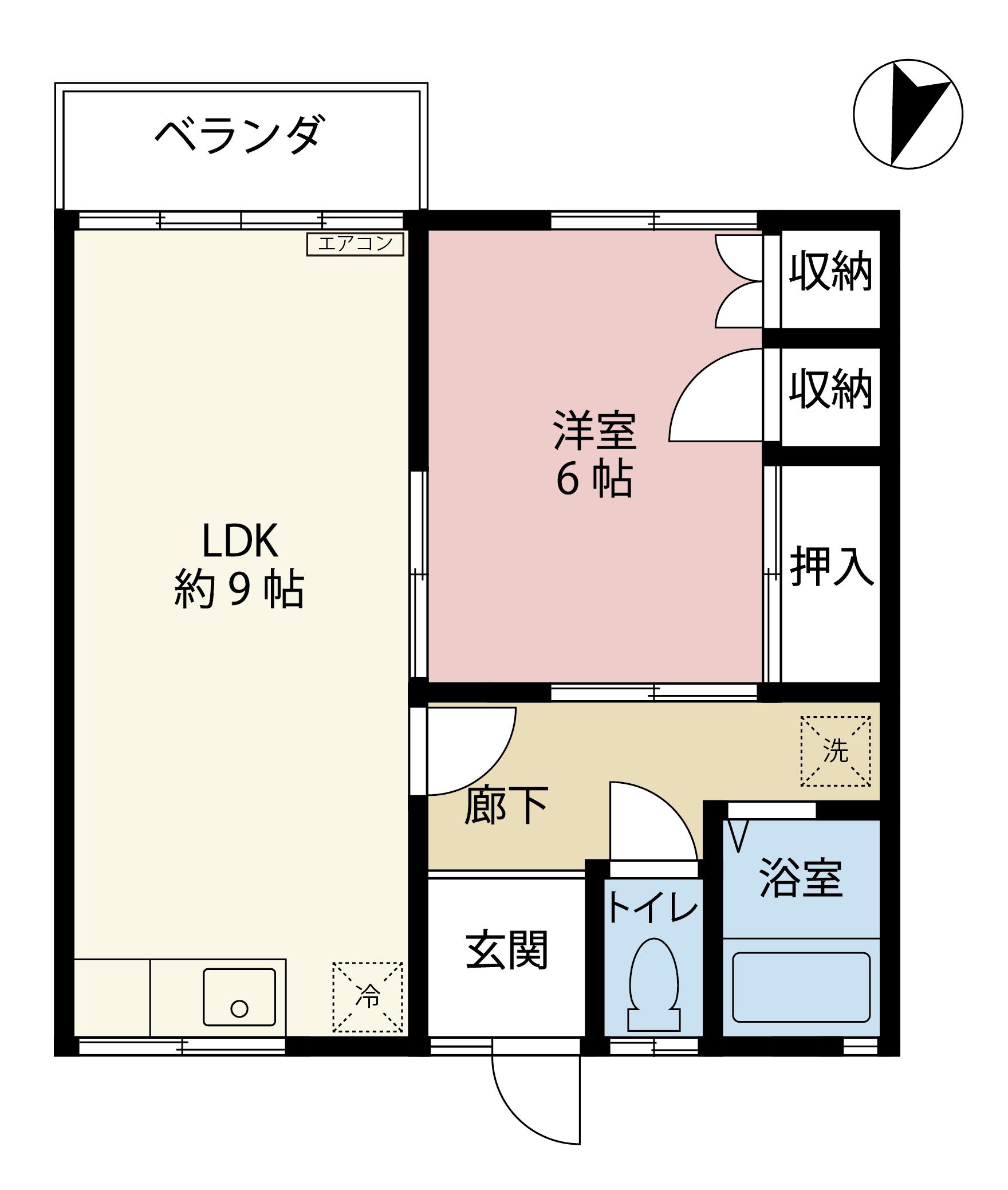 ハイツ江南台(1LDK/2階)の間取り写真