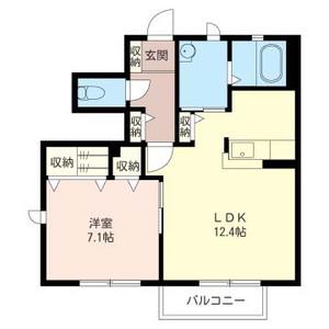 フォレスト富士山A(1LDK/1階)の間取り写真